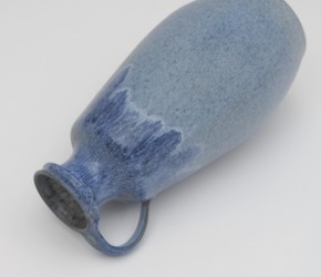 Blue ceramic vase with handle